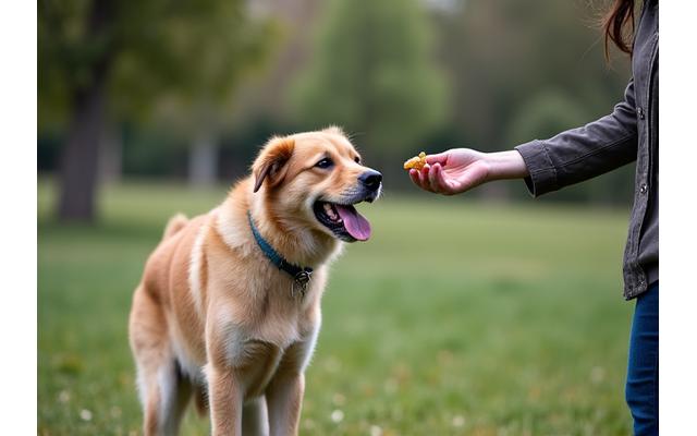 A trainer gently working with a fearful dog at a distance from a trigger, illustrating desensitization.